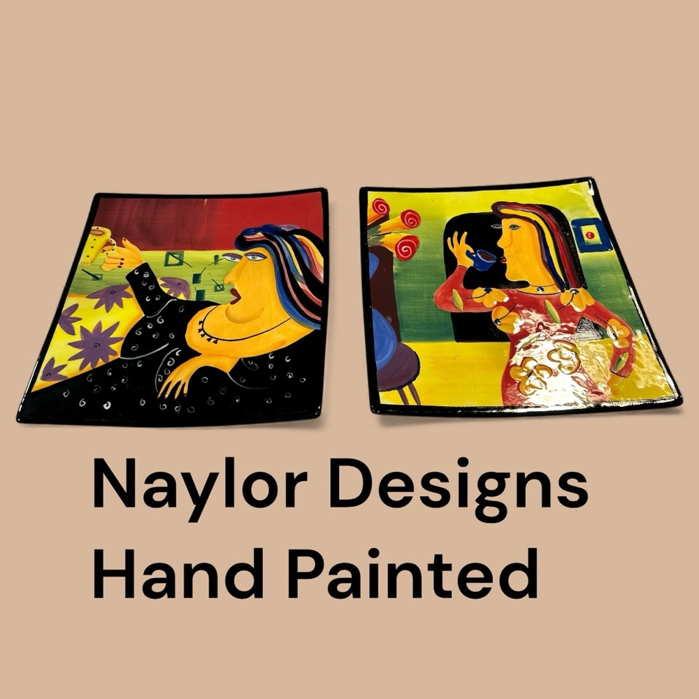 Elegant hand painted‎ dish’s by Naylor Designs. Dishwasher and microwave safe.